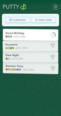 Screenshot of the main home screen where games both past and current are listed.