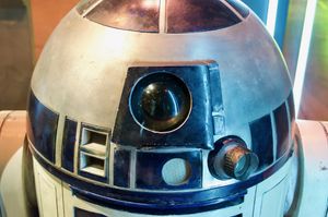 A close up of R2-D2 from Star Wars.