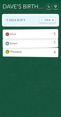 Screenshot of the interface when a game is in progress, where each player and their score is shown and edited on the fly.